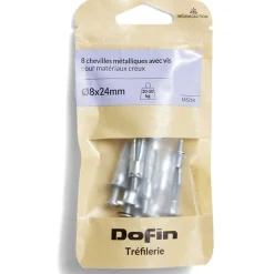 Gifi Quincaillerie^8 chevilles métalliques pour matériaux creux avec vis - Ø8x24 mm