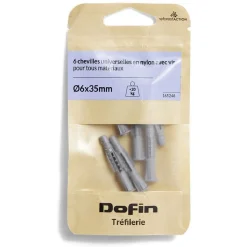 Gifi Quincaillerie^6 chevilles universelles en nylon tous matériaux avec vis - Ø6x35 mm