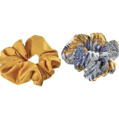 Gifi Beauté^2 chouchous assortis moutarde uni/imprimé fleurs