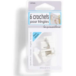 Gifi Quincaillerie^6 crochets adhésifs pour tringle en plastique blanc - 17x24 mm