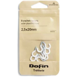 Gifi Quincaillerie^8 crochets ouverts en acier plastifié blanc - 2,5x20 mm
