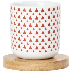 Gifi 4 gobelets avec sous tasses en bois rouge et blanc