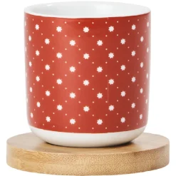 Gifi 4 gobelets avec sous tasses en bois rouge et blanc