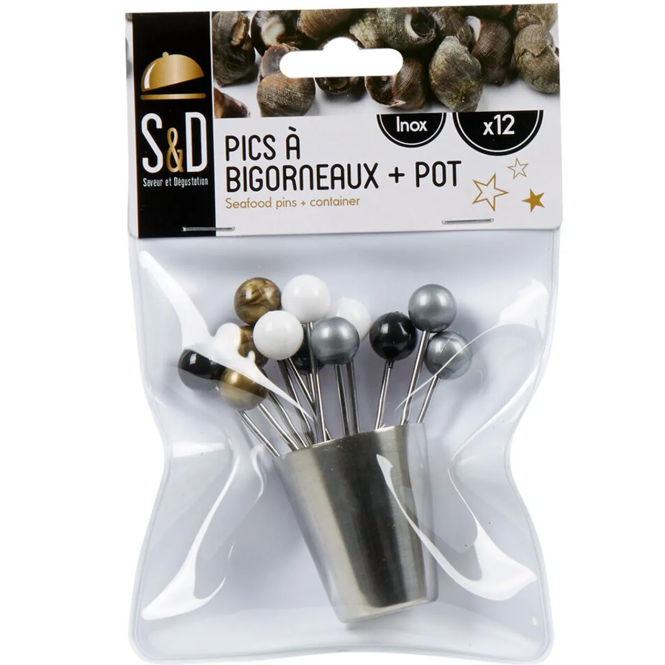 Gifi 12 piques à bigorneaux avec pot