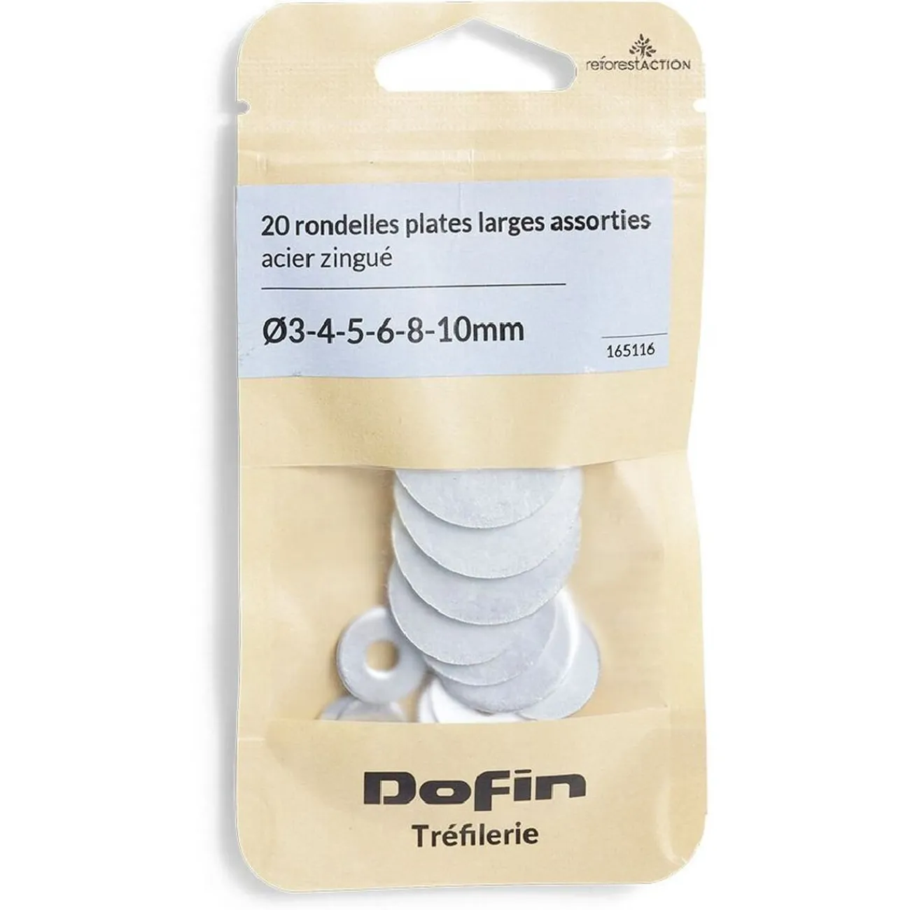 Gifi Quincaillerie^20 rondelles plates larges assorties acier zingué - Ø3/4/5/8/10 mm
