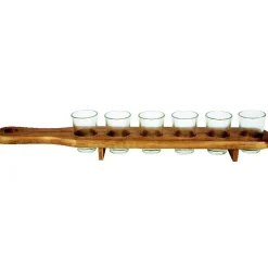 Gifi 6 verres shooter sur support en bois