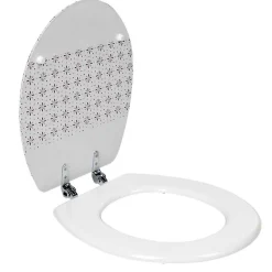 Gifi Equipement Wc^Abattant WC blanc design fleurs