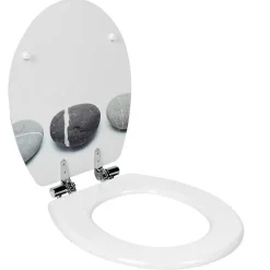 Gifi Equipement Wc^Abattant WC blanc design Zen galet