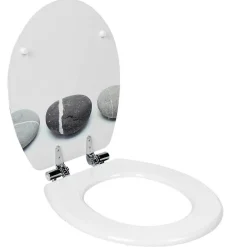Gifi Equipement Wc^Abattant WC blanc design Zen galet gris avec frein de chute