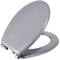 Gifi Equipement Wc^Abattant WC bois gris avec frein de chute déclipsable réglable