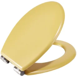 Gifi Equipement Wc^Abattant WC bois jaune curry avec frein de chute déclipsable réglable