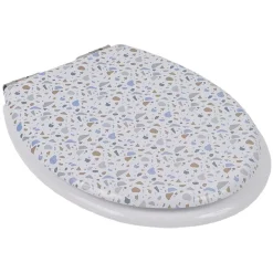 Gifi Equipement Wc^Abattant WC bois terrazzo avec frein de chute déclipsable réglable