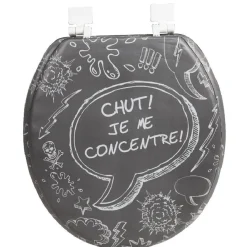 Gifi Equipement Wc^Abattant WC gris avec inscription chut je me concentre