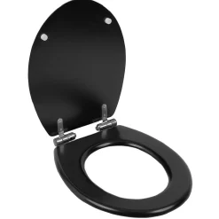 Gifi Equipement Wc^Abattant WC noir avec frein de chute réglable déclipsable 46x36cm