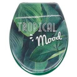 Gifi Equipement Wc^Abattant WC plastique 3D inscription Tropical Mood motif feuillage