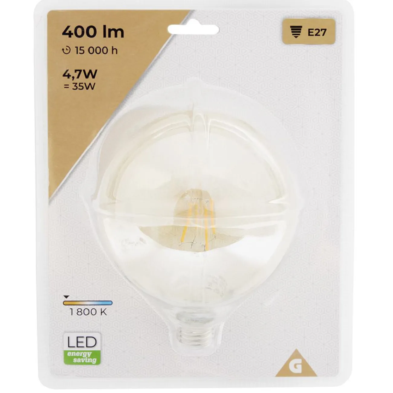 Gifi Ampoule^Ampoule à filament E27 forme globe doré 4,7W=35W