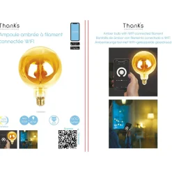 Gifi Ampoule^Ampoule bulbe ambrée à filament connectée E27 40 W