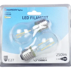 Gifi Ampoule^Ampoule LED à filament G45 lumière chaude 2,5W x2