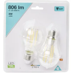 Gifi Ampoule^Ampoule LED filament E27 A60 Homday lumière chaude 806lms x2