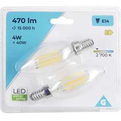 Gifi Ampoule^Ampoule LED filament E14 C35 470lms x2