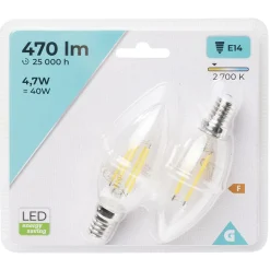 Gifi Ampoule^Ampoule LED filament E14 C35 Homday lumière chaude 470lms x2