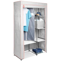 Gifi Rangement|Armoire dressing double blanc 1 penderie et 6 tablettes
