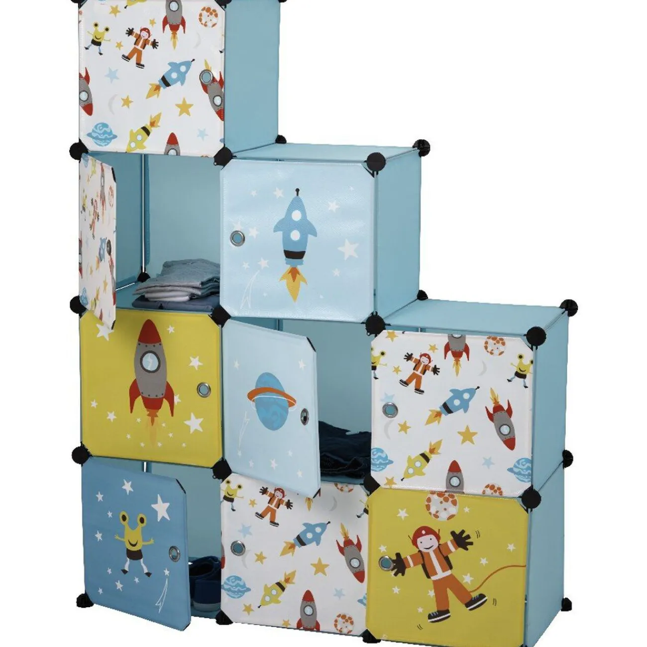 Gifi Rangement|Armoire dressing escalier pour enfant design fusée