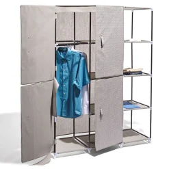 Gifi Rangement|Armoire dressing gris avec portes aimantées