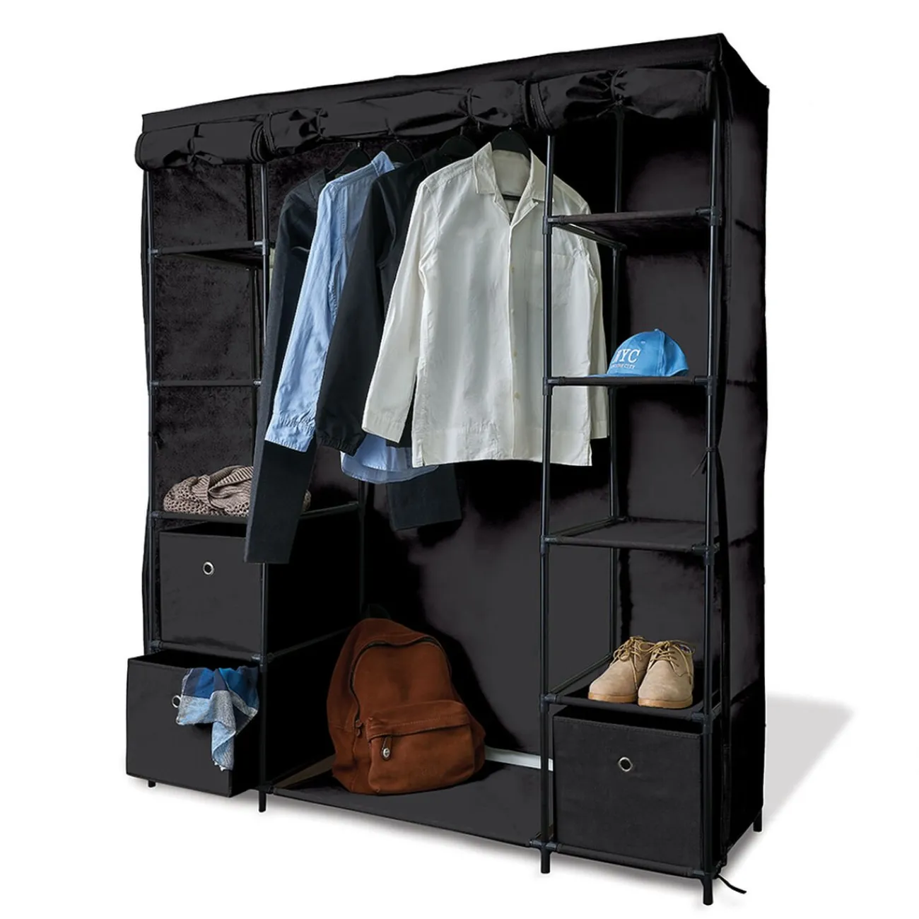 Gifi Rangement|Armoire dressing tissu noir