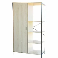Gifi Rangement|Armoire 2en1 William penderie et étagère métal et bois