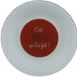 Gifi Assiette à dessert à pois C'est moi qui l'ai fait x4