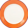 Gifi Assiette à dessert blanche à bord orange et violet