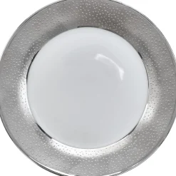Gifi Assiette à dessert blanche contour argenté