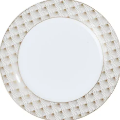 Gifi Assiette à dessert blanche bordure rayons doré