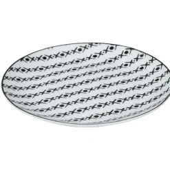 Gifi Assiette à dessert blanche motif ligne de croix noir