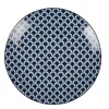 Gifi Assiette à dessert bleu foncé et blanc motif vague seigaiha