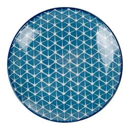 Gifi Assiette à dessert bleue motif grillagé blanc Urban