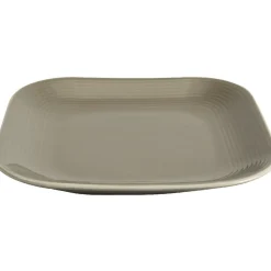 Gifi Assiette à dessert carré en grès taupe et blanche