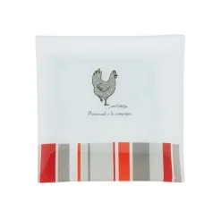 Gifi Assiette à dessert carrée design poule