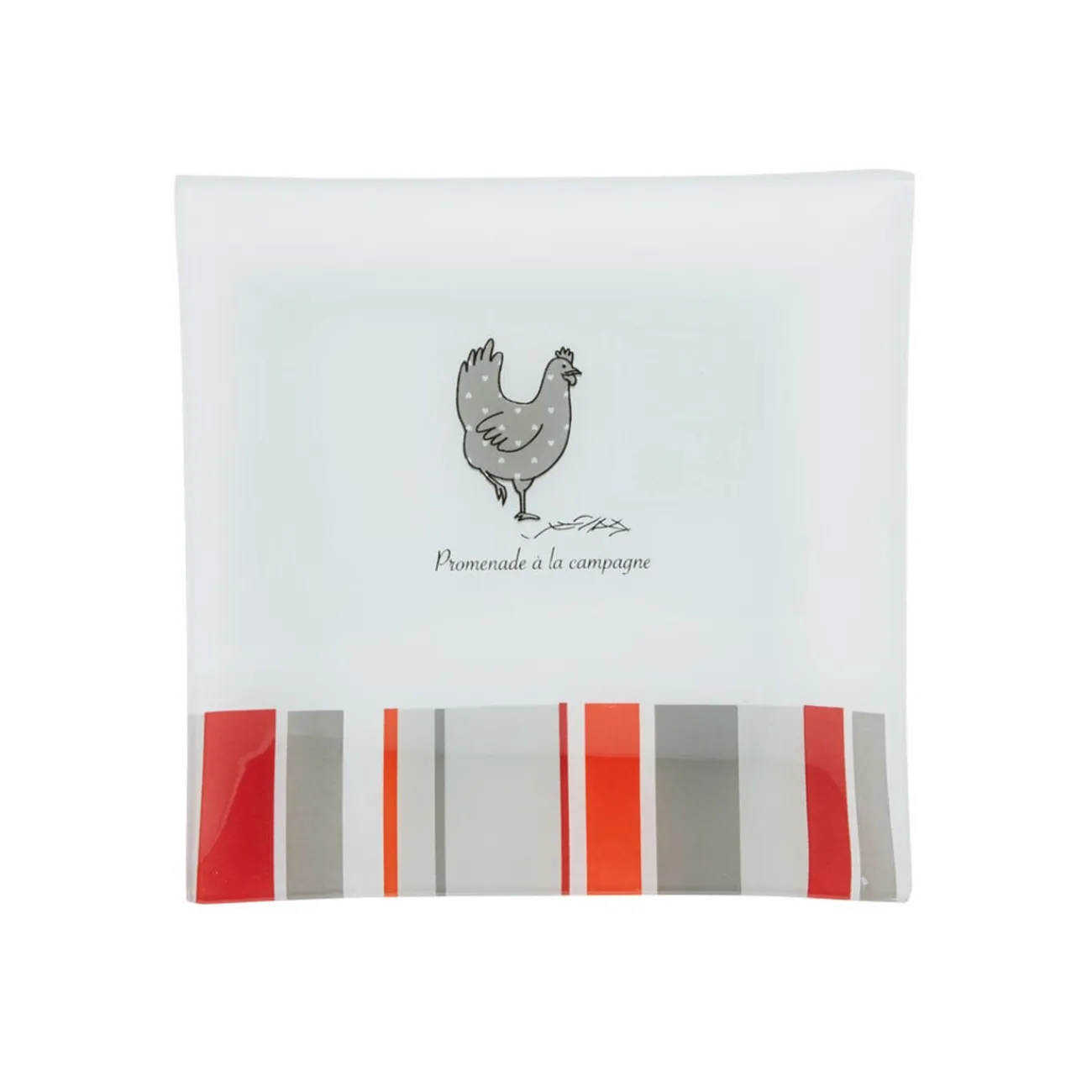 Gifi Assiette à dessert carrée design poule