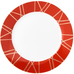 Gifi Assiette à dessert en porcelaine rouge détail doré