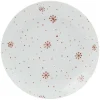 Gifi Assiette à dessert en porcelaine motif flocon rouge