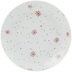 Gifi Assiette à dessert en porcelaine motif flocon rouge