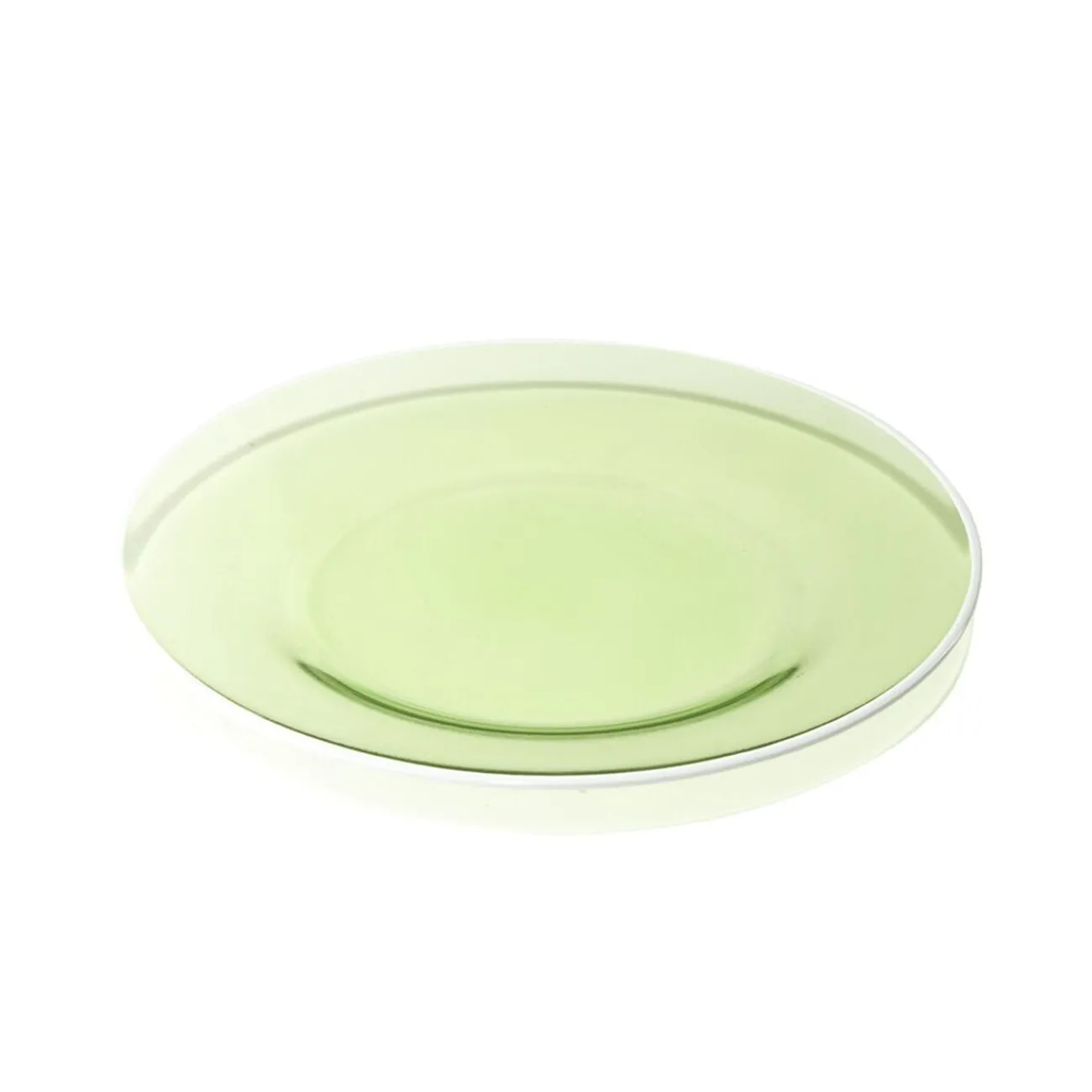 Gifi Assiette à dessert en verre vert bord blanc Ø20cm