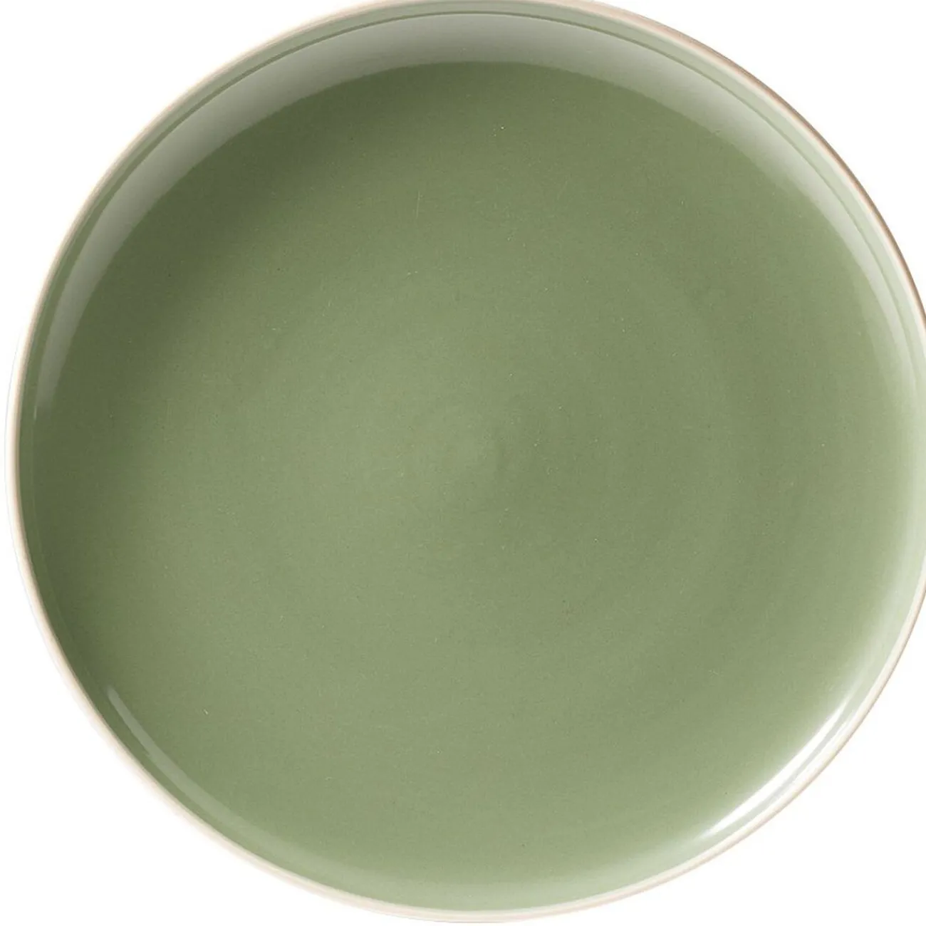 Gifi Assiette à dessert faïence vert avec liseré crème
