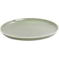 Gifi Assiette à dessert faïence vert avec liseré crème