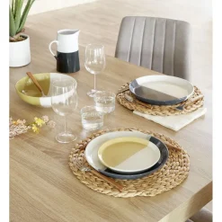 Gifi Assiette à dessert faïence blanc et beige Ø19cm