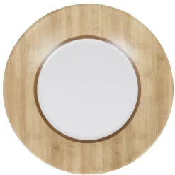 Gifi Assiette à dessert Luminarc blanc motif bois Nordic