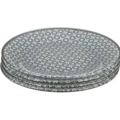 Gifi Assiette à dessert Micro blanc et noir fleurs à pois x4