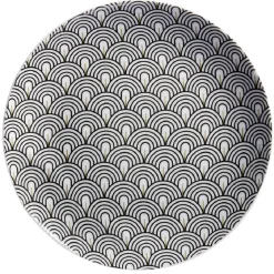 Gifi Assiette à dessert motif vague japonaise gris